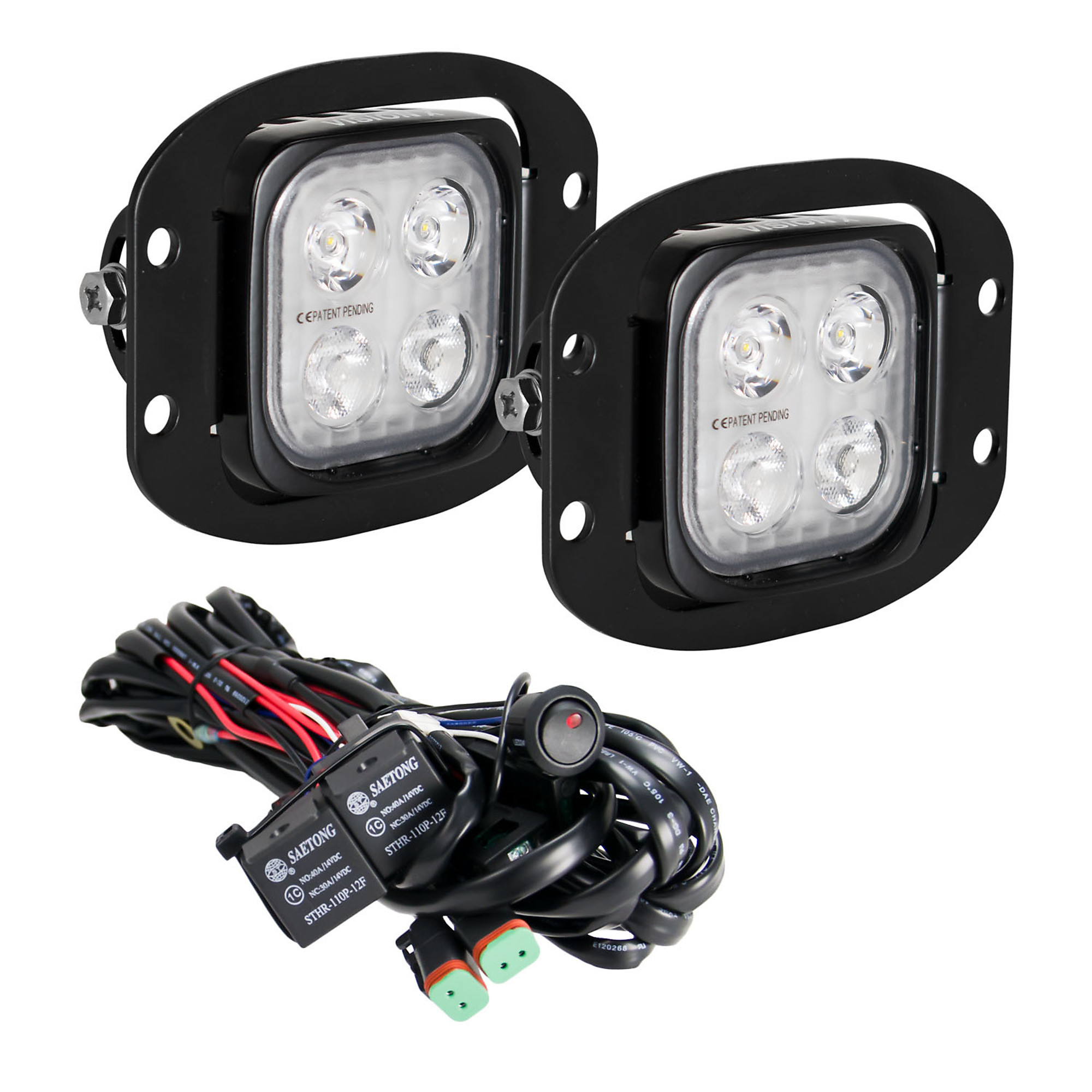 Vision X Dura Mini Flush Mount LED Driving Lights - 2,000 Lumens, Die-Cast Aluminum Housing, Pair, Model# 9933108